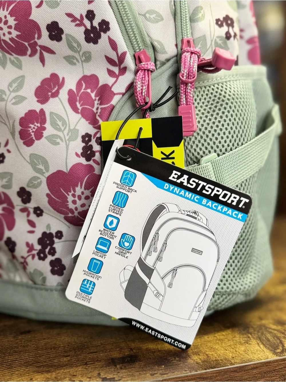 Eastsport Kids Floral Backpack - Pink & Green